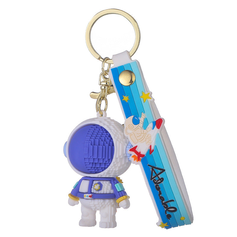 Cartoon Astronaut PVC Building Block Keychain with Starry Strap 5