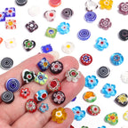 Multi Shaped Millefiori Glass Beads 7-11mm Colorful Glossy 20pcs 3