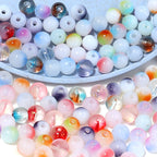 Transparent Round Glass Beads 8mm Color Plated Mixed Colors 50pcs