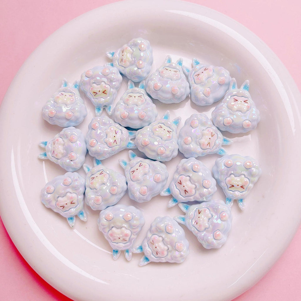 Kawaii Resin Beads 25mm Creamy Color UV Plating 5pcs 6