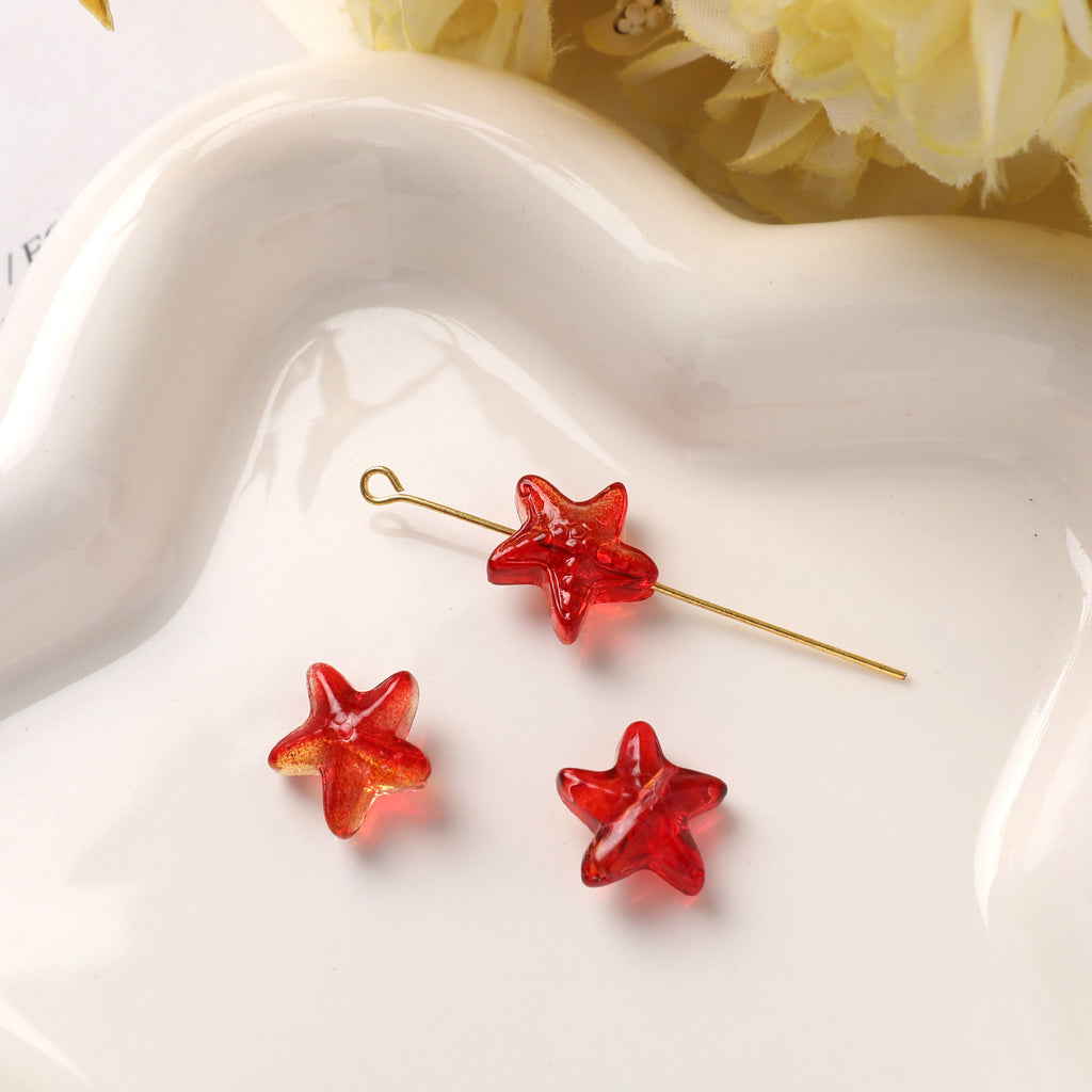 Lampwork Glass Beads Irregular Starfish 15mm Translucent Colors 20pcs 6