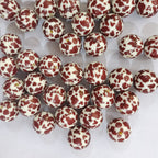 Coffee Colored Bubblegum Beads 20mm Cow Pattern Acrylic 10pcs 3