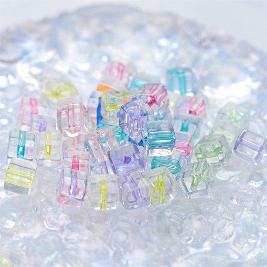 Acrylic Square Acrylic Beads 8mm Pastel Filled Core Glossy 60pcs 2