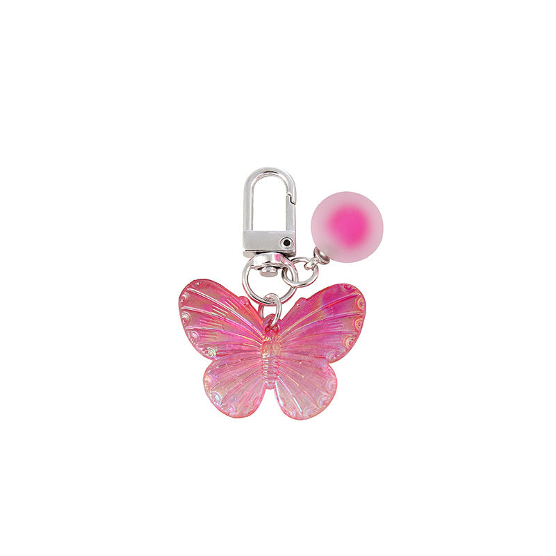 Acrylic Gradient Butterfly Keychain Translucent Wings with Frosted Bead 5