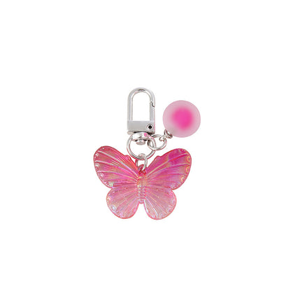 Acrylic Gradient Butterfly Keychain Translucent Wings with Frosted Bead 5