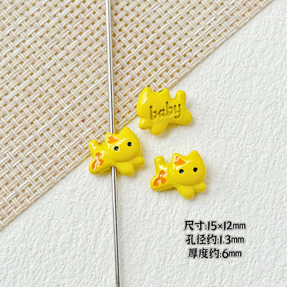 Baking Painted Bow Puppy and Dotted Kitten Metal Beads 15mm 20pcs 21