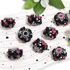Halloween Skull Bow Acrylic Beads 26mm Pink Rhinestone 10pcs 4