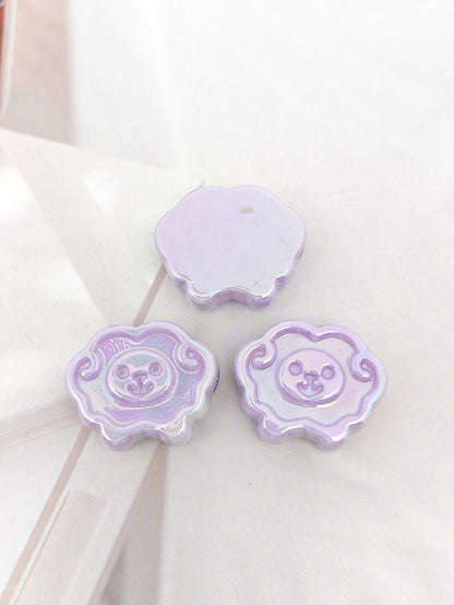 UV Plating Tiny Sheep Acrylic Flat Beads 24mm Glossy Face 50pcs 10