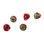 Strawberry Polymer Clay Rhinestone Beads 14mm Red Green 2pcs 5