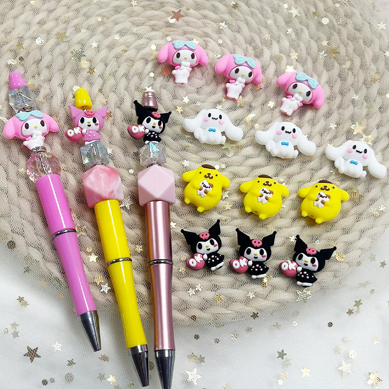 Silicone 3D Focal Beads Sanrio Pom Pom Purin Holding Dog OK Heart 4