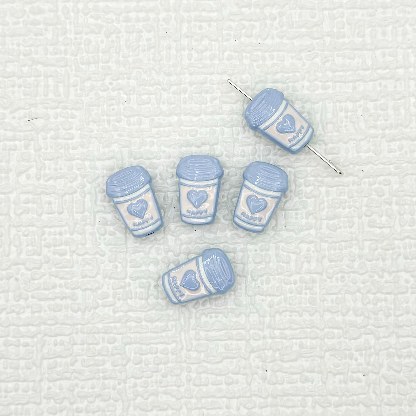 Baking Painted Metal Beads 14mm Milk Tea Mini Cup Design 10pcs 9