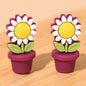 Silicone Focal Beads Sunflower Flowerpot Brown Pot Yellow Flower 20pcs 13