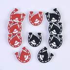 Silicone Focal Beads Horse Horseshoe Shape Black and Brown 20pcs