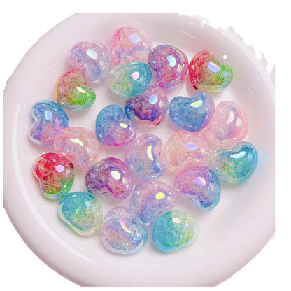 Puffy Crackle Heart Acrylic Beads 22mm Glossy Semi-Transparent 50pcs 2