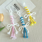 Dual Color Rope Braided Bow Crochet Keychain Polyester 4pcs 75mm 2