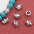 Tube Metal Beads 9mm S Curved Pattern Antique Silver Zinc Alloy 100pcs