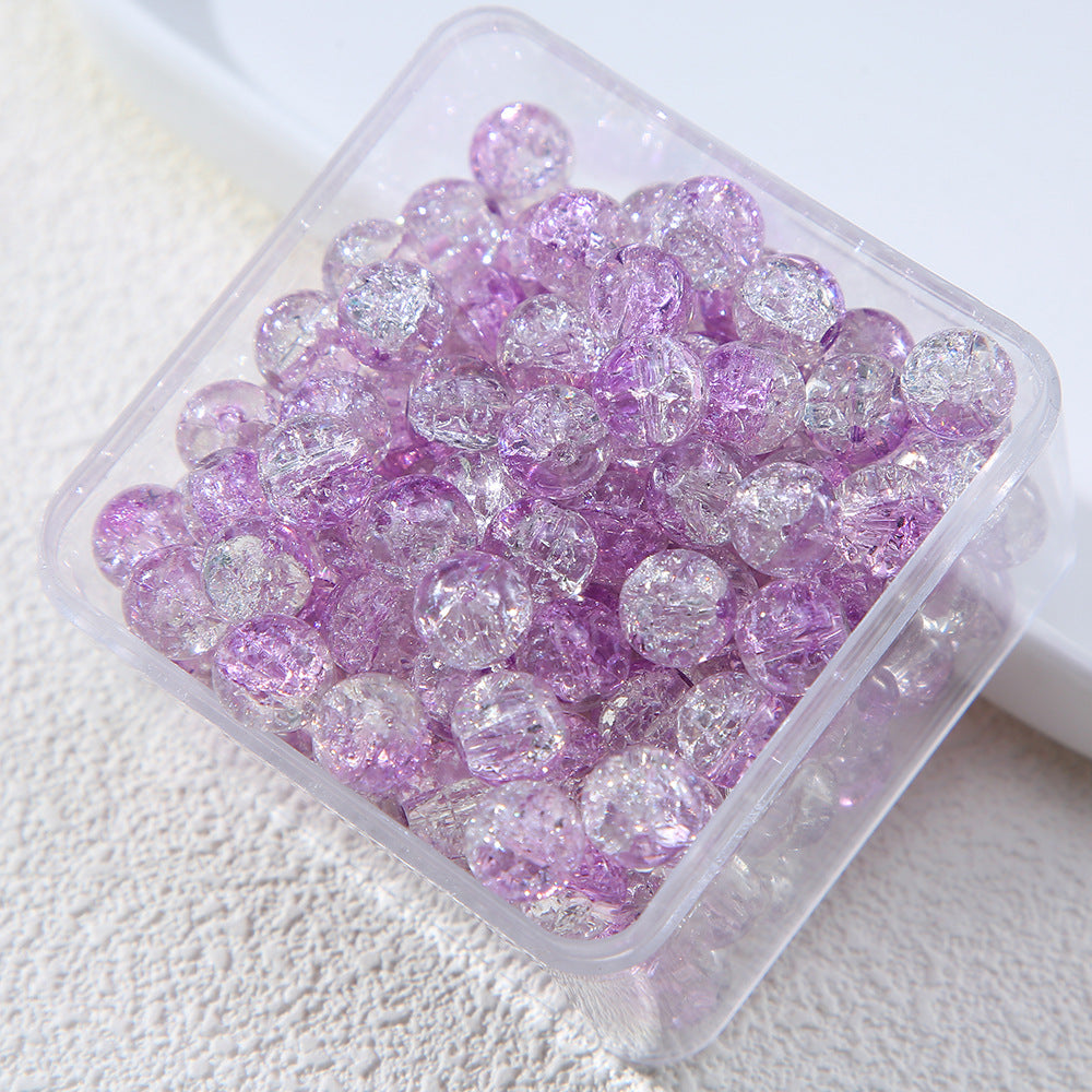 Gradient Crackle Round Glass Beads 10mm Vibrant Mixed Colors 60pcs 12