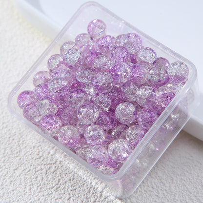 Gradient Crackle Round Glass Beads 10mm Vibrant Mixed Colors 60pcs 12