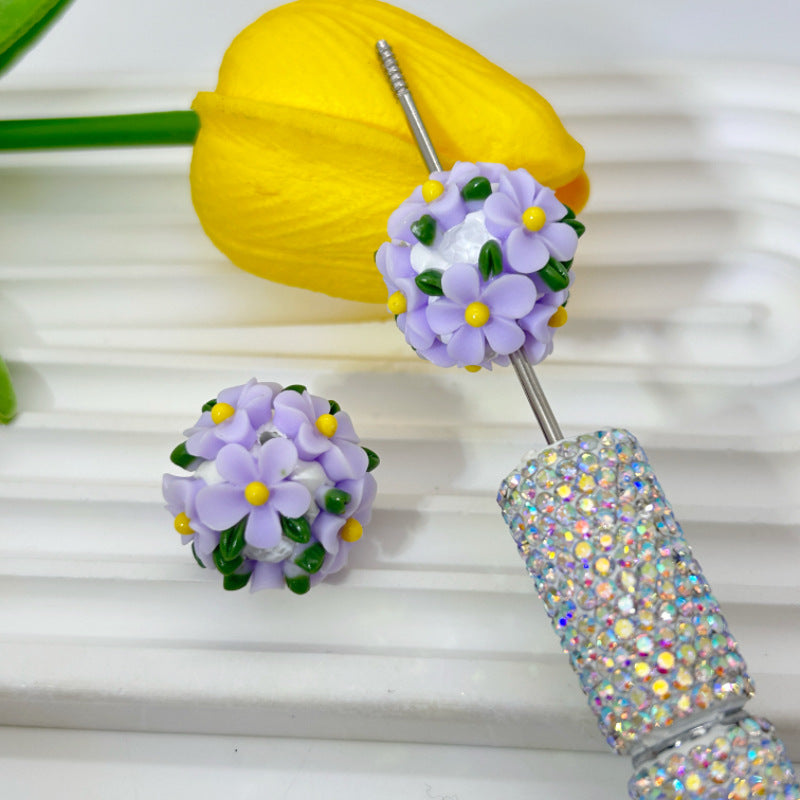 Flower Cluster Clay Beads 20mm Fresh Camellia Polymer 10pcs 10