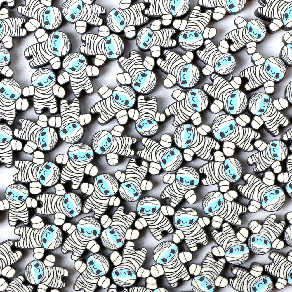 Halloween Mummy Clay Beads 10mm Polymer Cute Character 100pcs 7