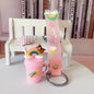 Silicone Rainbow Donut Milk Tea Bear Keychain Pastel Colors 8