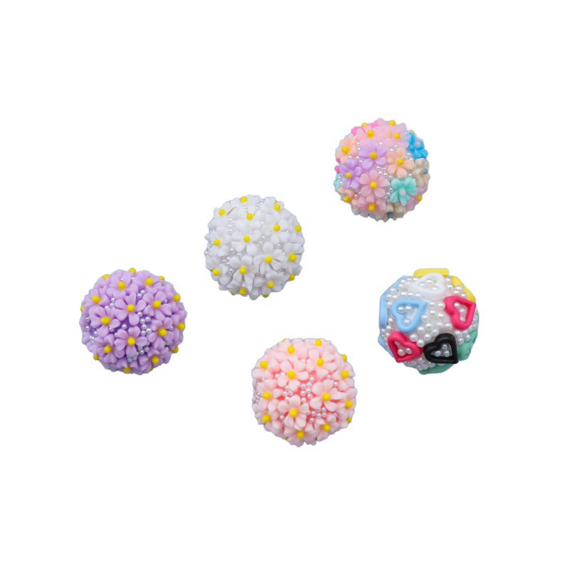 Embellished Flower Clay Beads 20mm Five-petal Pastel Rainbow 10pcs 5