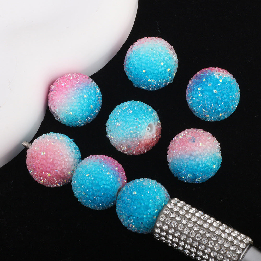 Gradient Bubblegum Beads 18mm Pink to Blue Sparkle Textured 10pcs