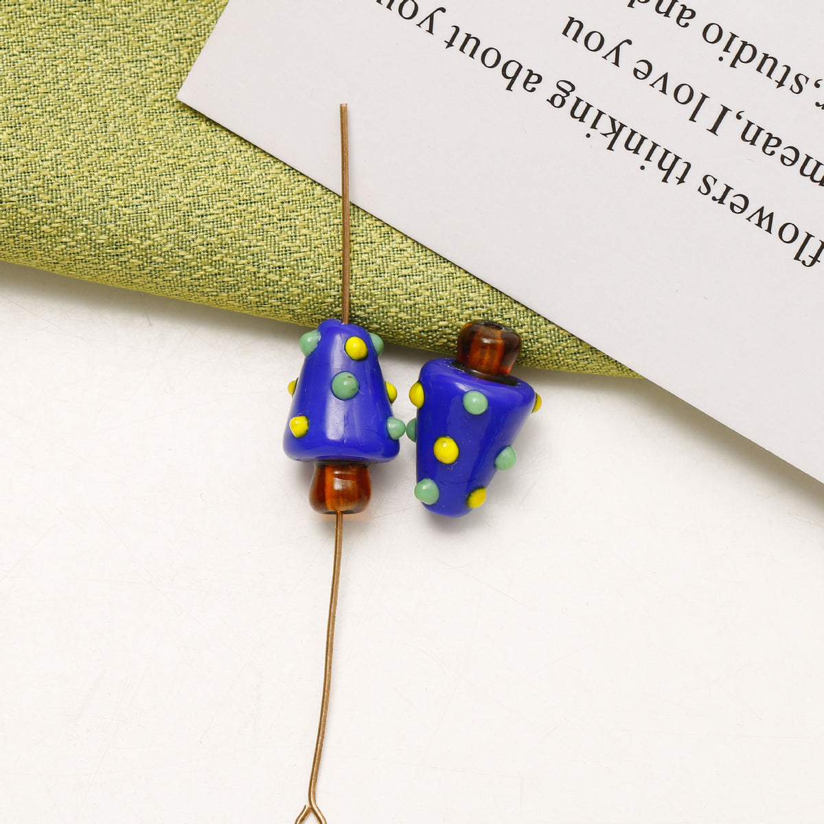 Hand Painted Polka Dot Christmas Tree Lampwork Glass Beads 19mm 4pcs 10