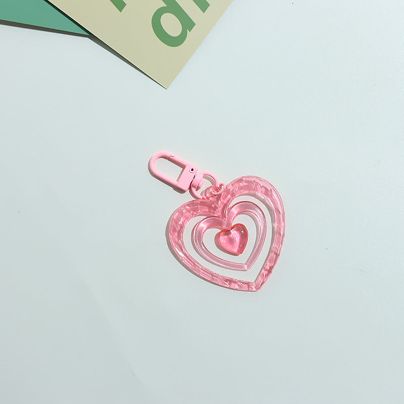 Acrylic Transparent Heart Keychain Colorful Layered Resin Charm 7