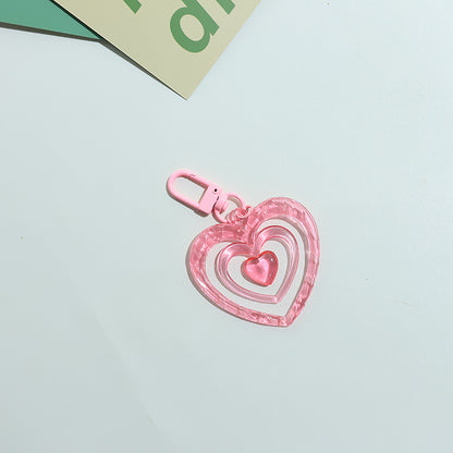 Acrylic Transparent Heart Keychain Colorful Layered Resin Charm 7