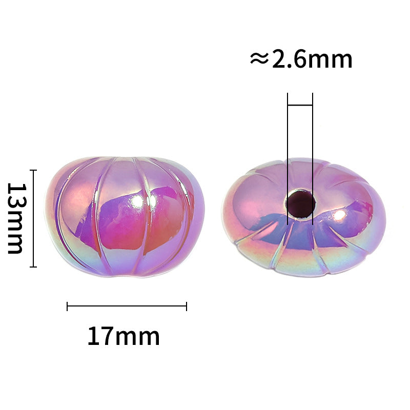 Plating Flat Pumpkin Acrylic Beads 13x17mm UV Solid Color 100pcs 3