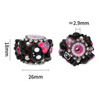Halloween Skull Bow Acrylic Beads 26mm Pink Rhinestone 10pcs 3
