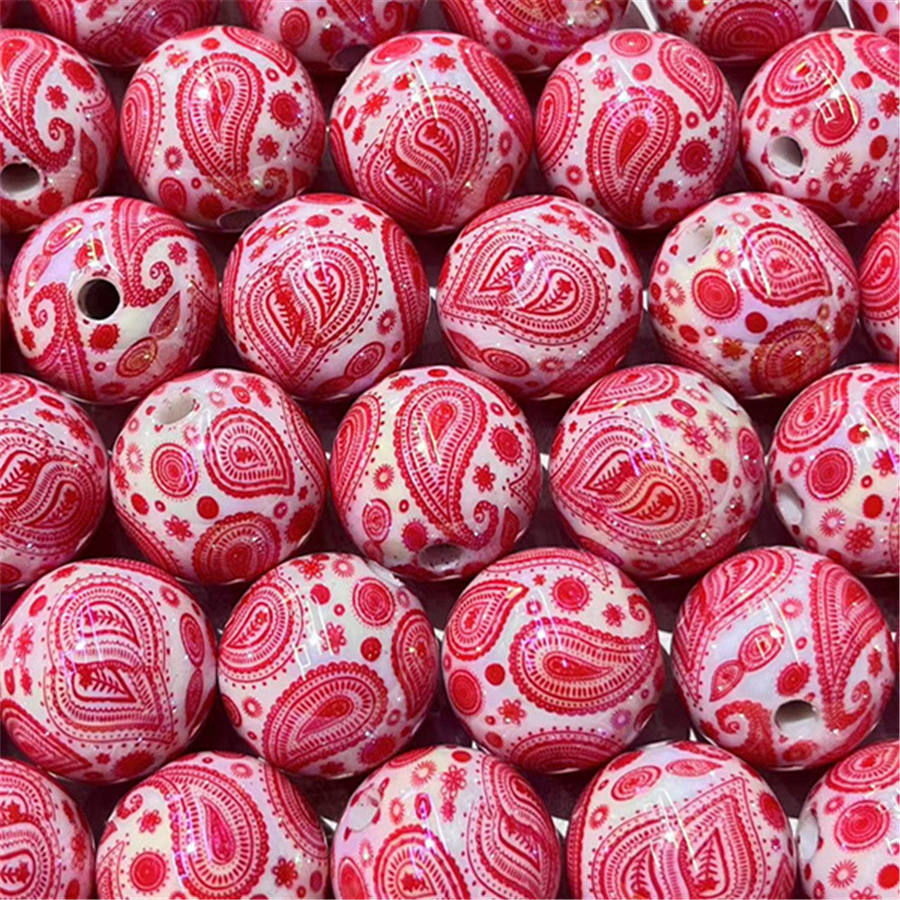 Plating Round Acrylic Beads 16mm Bohemian Style Glossy 100pcs 2