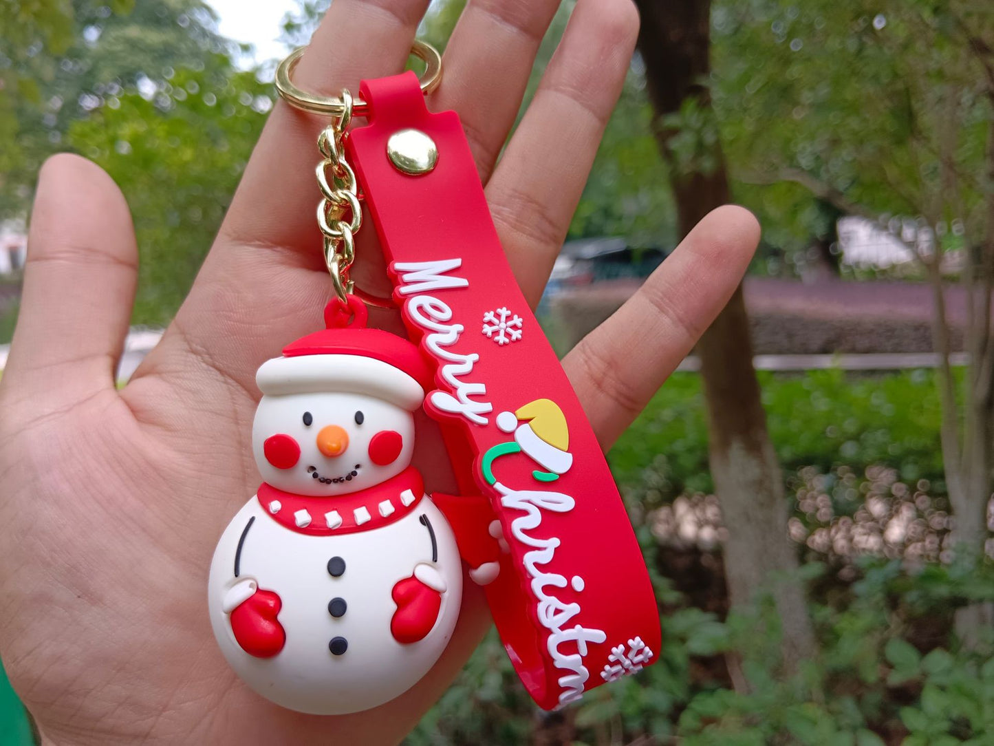 Silicone Christmas Keychain Cartoon Santa Snowman Tree Deer Charm 11
