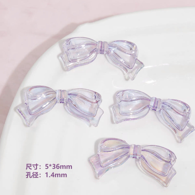Transparent Bow Acrylic Beads 5x36mm Pastel Glossy 10pcs 11