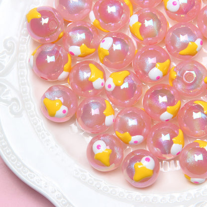 Hand Painted Daisy Bee Series Acrylic Beads 16mm Colorful Glossy 10pcs 18