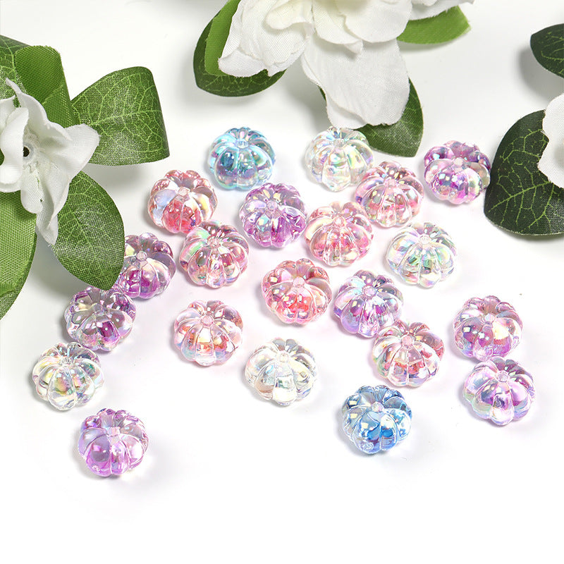 Transparent Flattened Pumpkin Acrylic Beads 16mm Pastel Glow 100pcs 4
