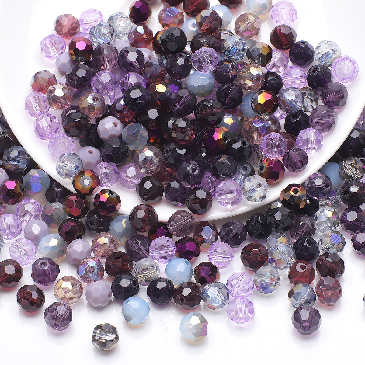 Faceted Football Glass Beads 8mm Electroplated Multicolor 50pcs 11