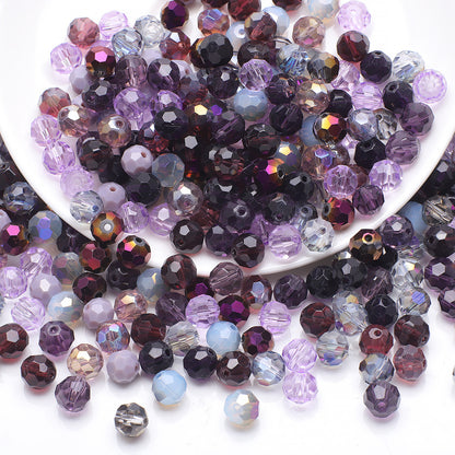 Faceted Football Glass Beads 8mm Electroplated Multicolor 50pcs 11