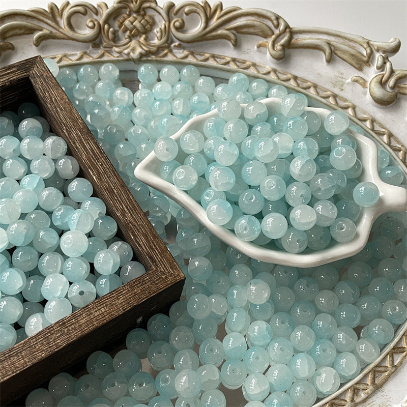 Crackle Round Glass Beads 10mm Imitation White Jade 100pcs 9