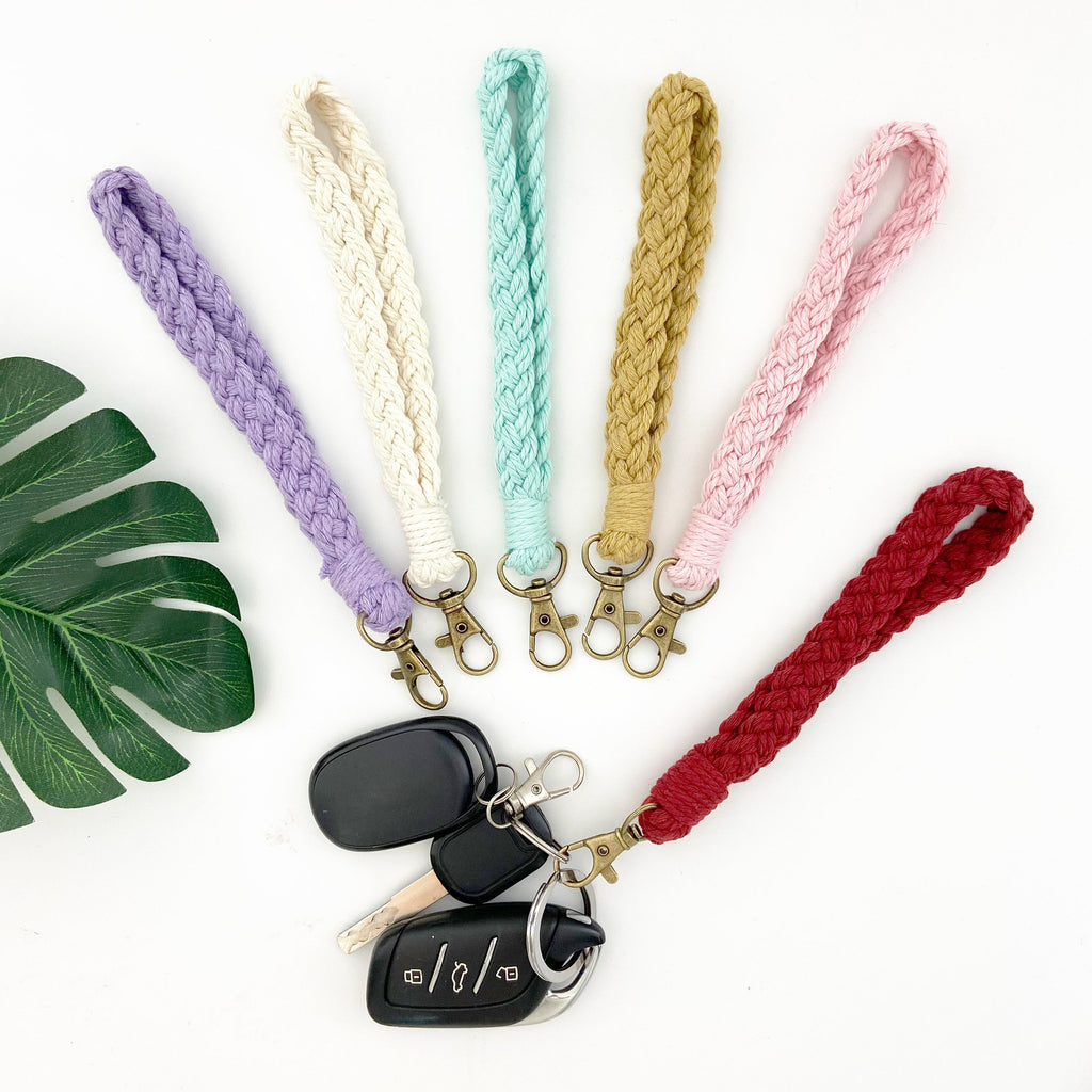 Macrame Crochet Phone Keychain Cotton Rope with Brass Clasp 4pcs 2