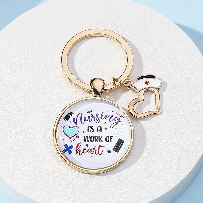 Metal Nurses Day Keychain Heart Nurse Cap Medical Theme 5