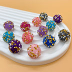 Embellished Bubblegum Beads 16mm Gold Foil with Embedded Pearls 25pcs 5