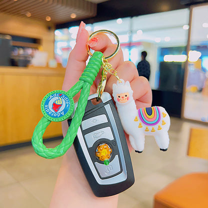 Rainbow Alpaca Keychain Soft Rubber Pastel Colors 2