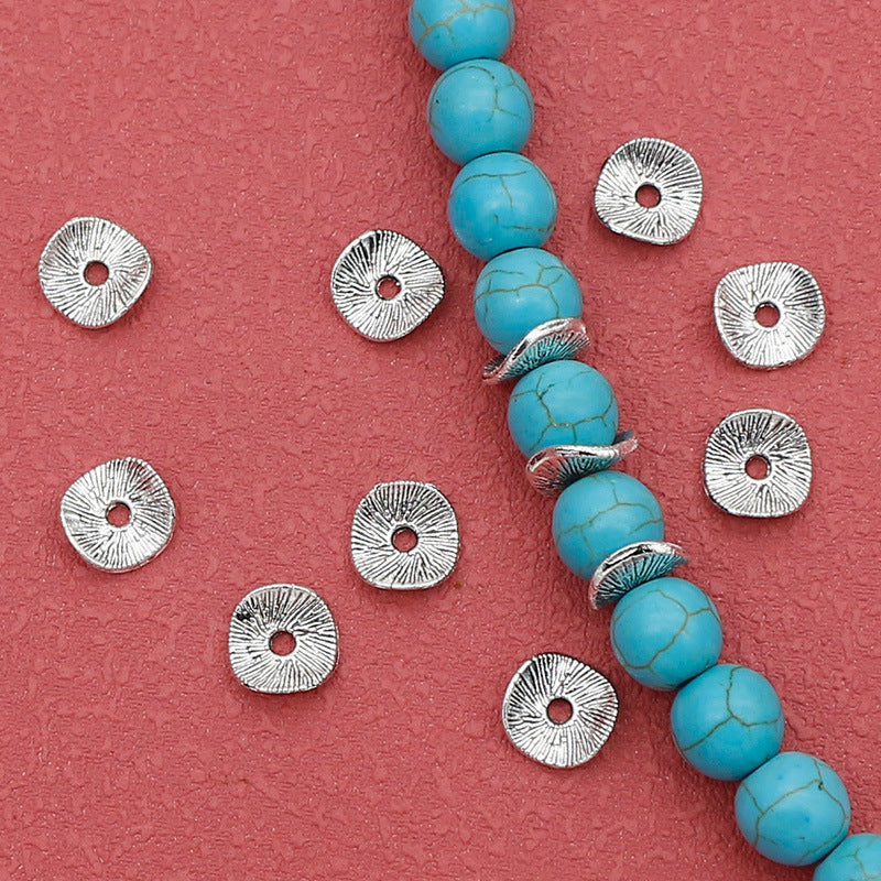 Alloy Irregular Brushed Spacer Beads 8mm Tibetan Silver Style 100pcs 3