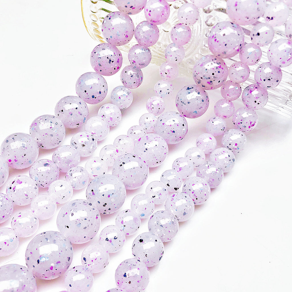 Glitter Round Acrylic Beads 10-14mm Lavender Purple Shimmer 100pcs 2