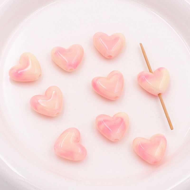 Marble Texture Heart Acrylic Beads 17mm Gradient Color Mixed 40pcs 3