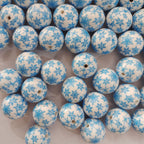 Christmas Bubblegum Beads 20mm Blue Snowflake Acrylic 5pcs 2
