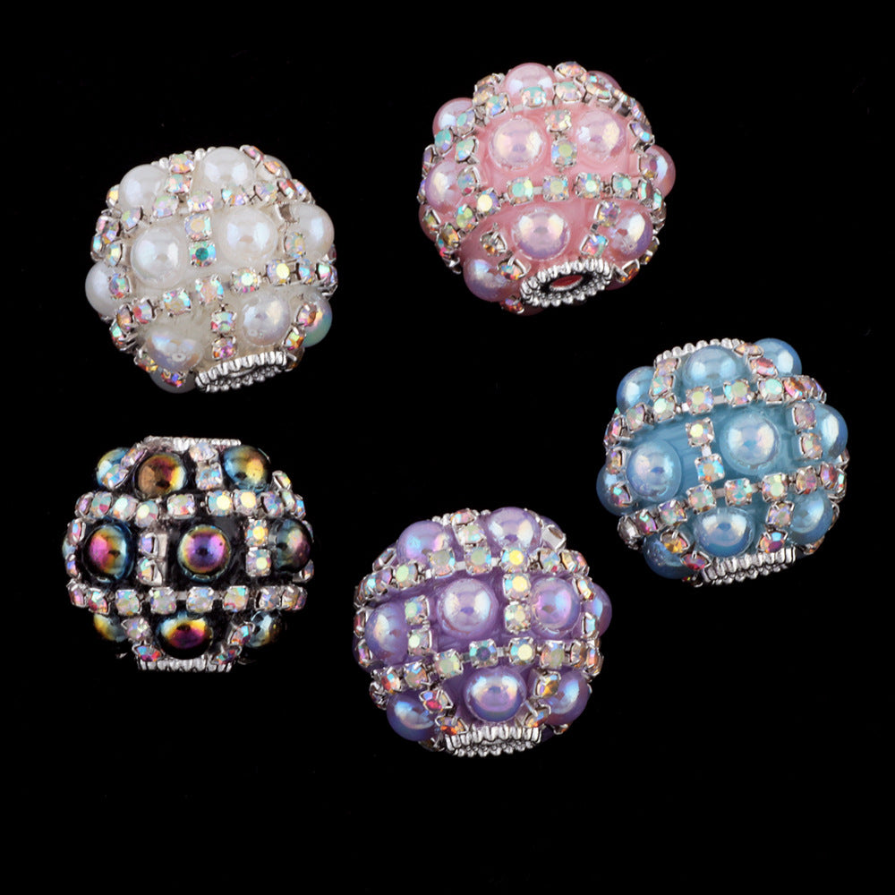 Embellished Bubblegum Beads 20mm Zirconia Paved Colorful Polymer Clay 2pcs 4