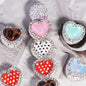 Double Sided Heart Rhinestone Beads 13mm Resin Alloy Sparkle 5pcs 12